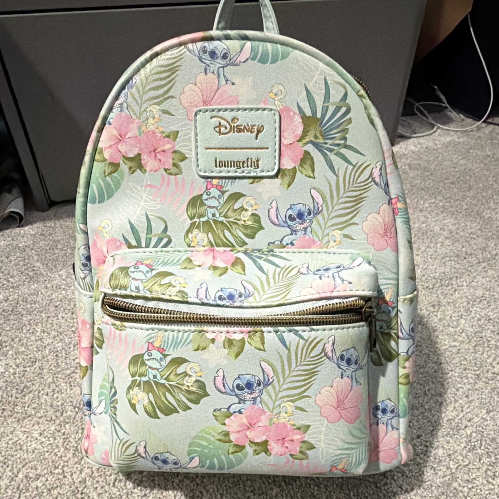 Loungefly Disney Lilo & Stitch Floral Mini Backpack Light Blue Pink Green