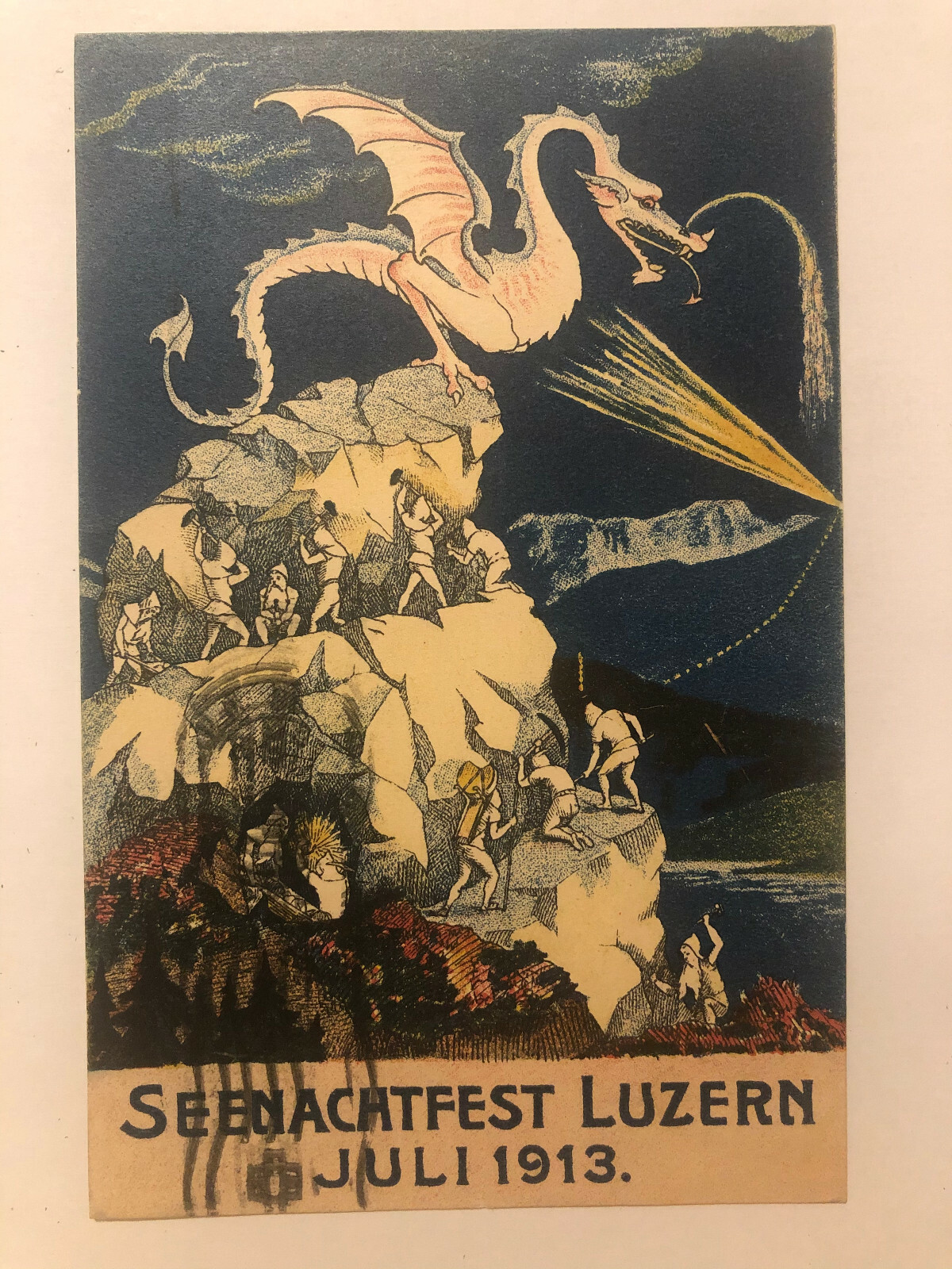 German Advertising Postcard July 1913 Seenachtfest Luzern Festa c8