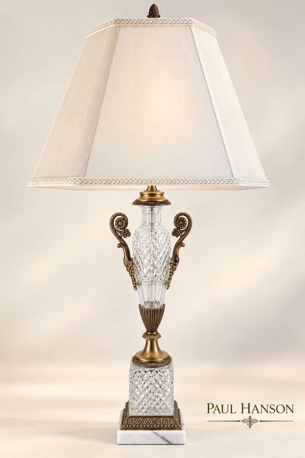 Vintage Paul Hanson Crystal Brass Table Lamp 35\