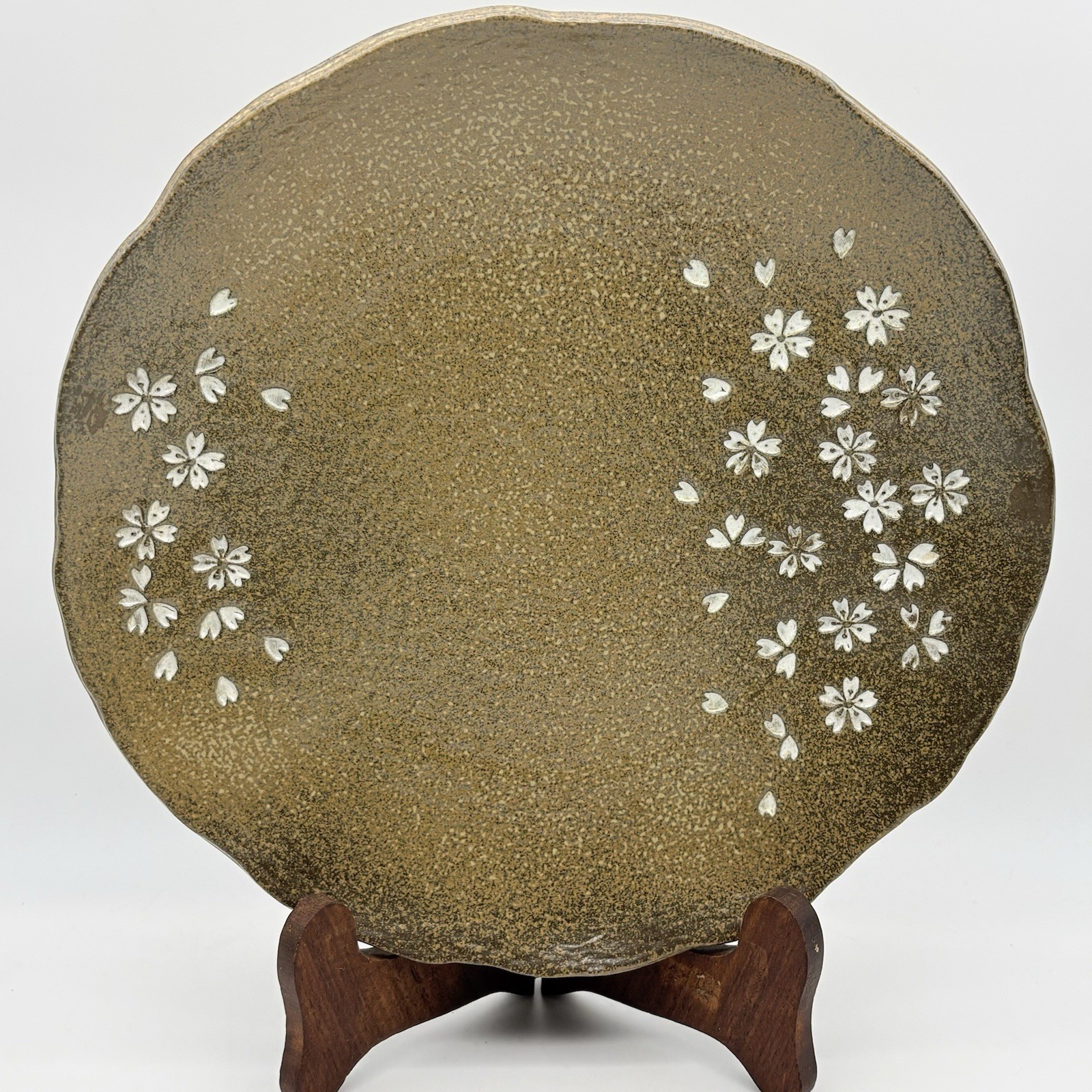 Vintage Japanese Banko Ware Stoneware Platter Featuring Cherry Blossoms 12” Vintage Japanese Banko Ware Stoneware Platter Featuring Cherry Blossoms 12”