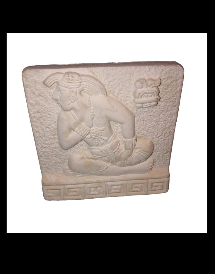 DorfMans  Art  Lord Zac The King of Bonampak seated on Holy Bench Plaque #1