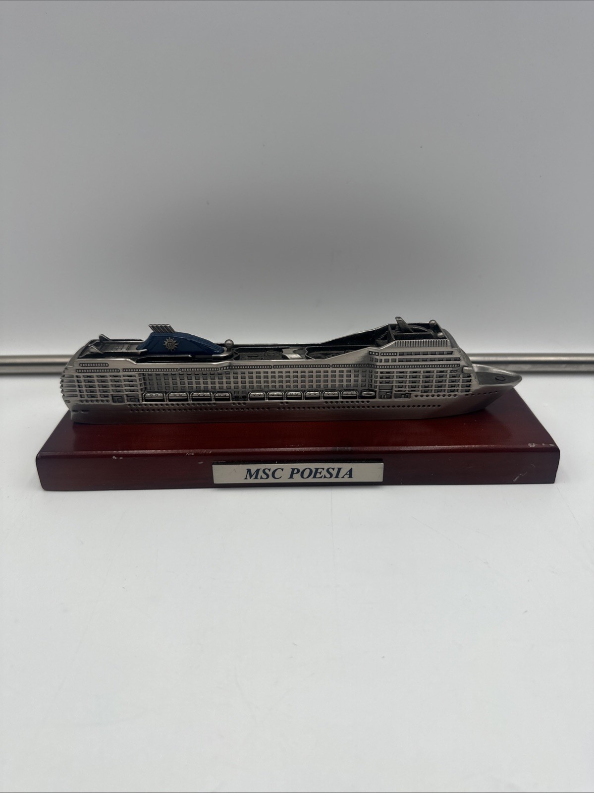 Vintage MSC Poesia cruise ship Model, metal and wooden base (S1) Vintage MSC Poesia cruise ship Model, metal and wooden base (S1)