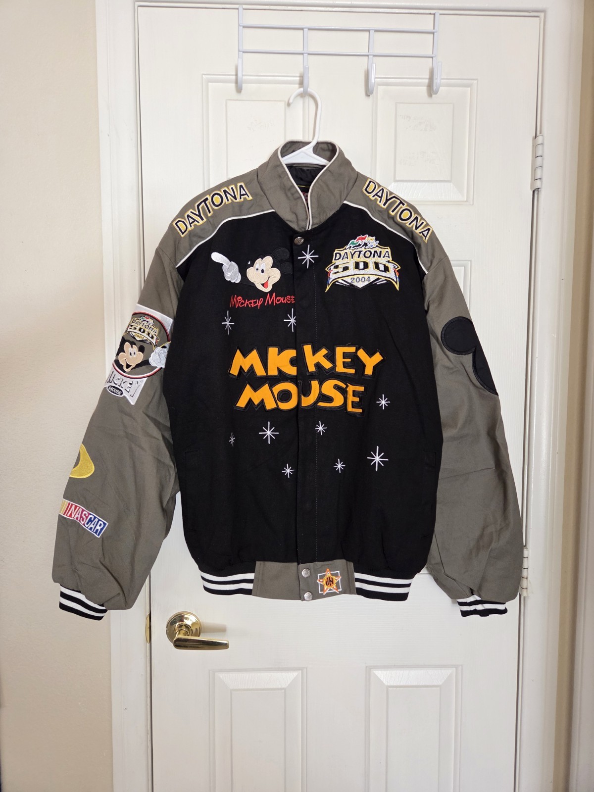 Disney MICKEY Daytona 500 Jacket JH DESIGNS Size xl BLACK 