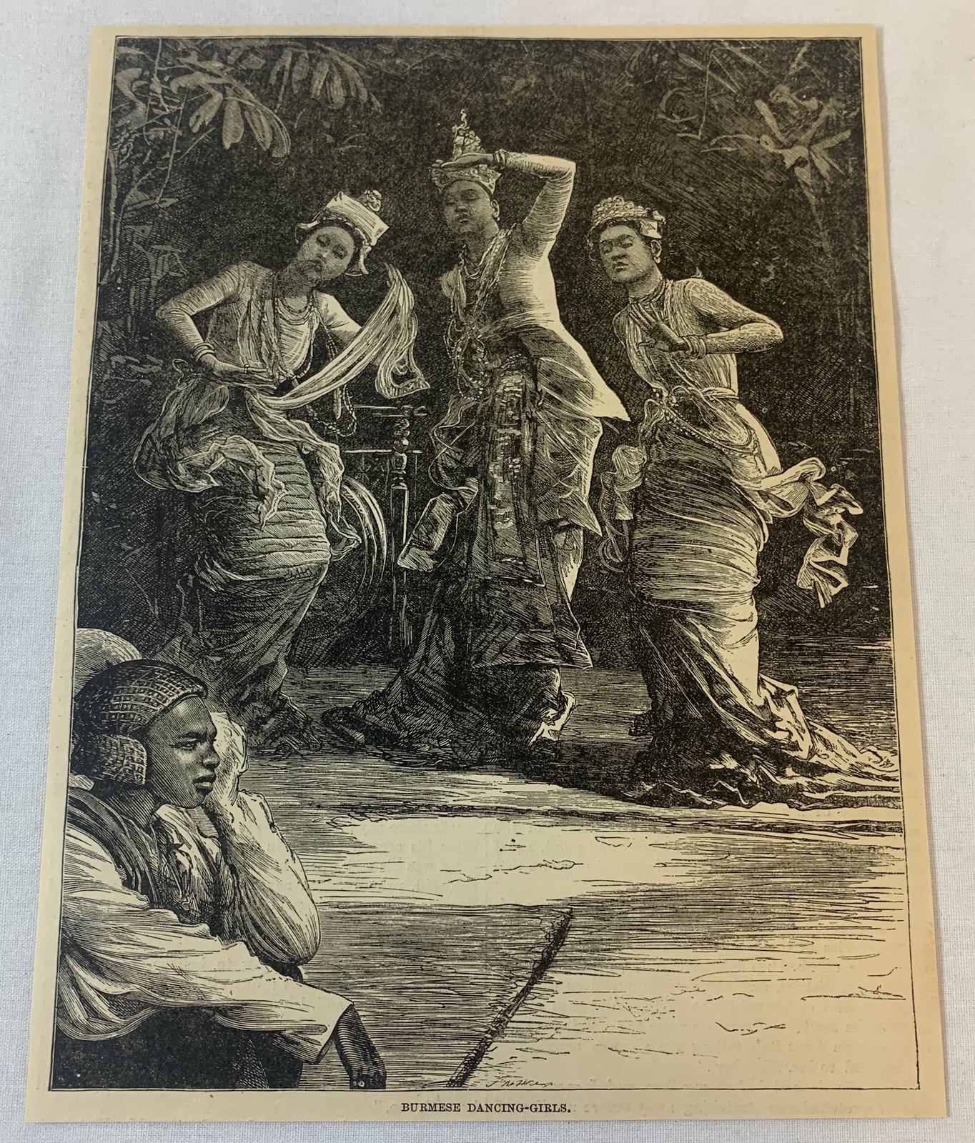 1884 magazine engraving ~ BURMESE DANCING GIRLS, Burma