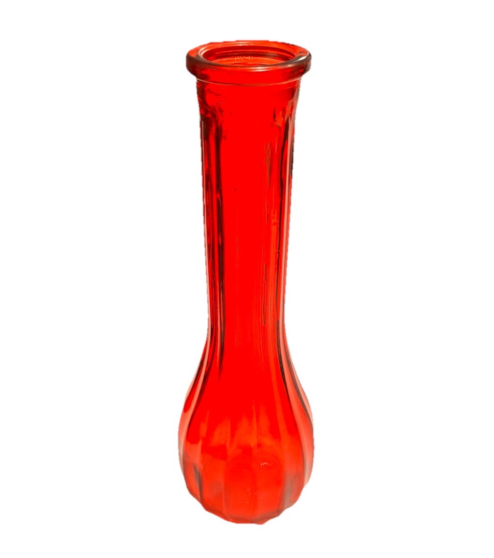 Vintage Ribbed Red Ruby Glass Bud Vase 8