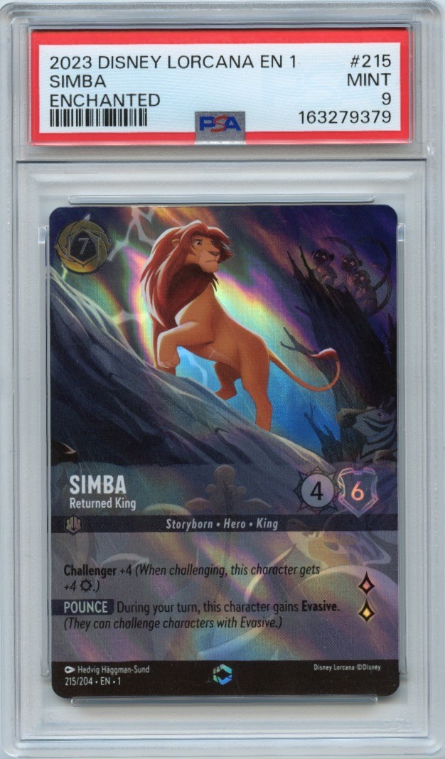 2023 DISNEY LORCANA SIMBA 215/204 THE FIRST CHAPTER ENCHANTED ENGLISH PSA 9