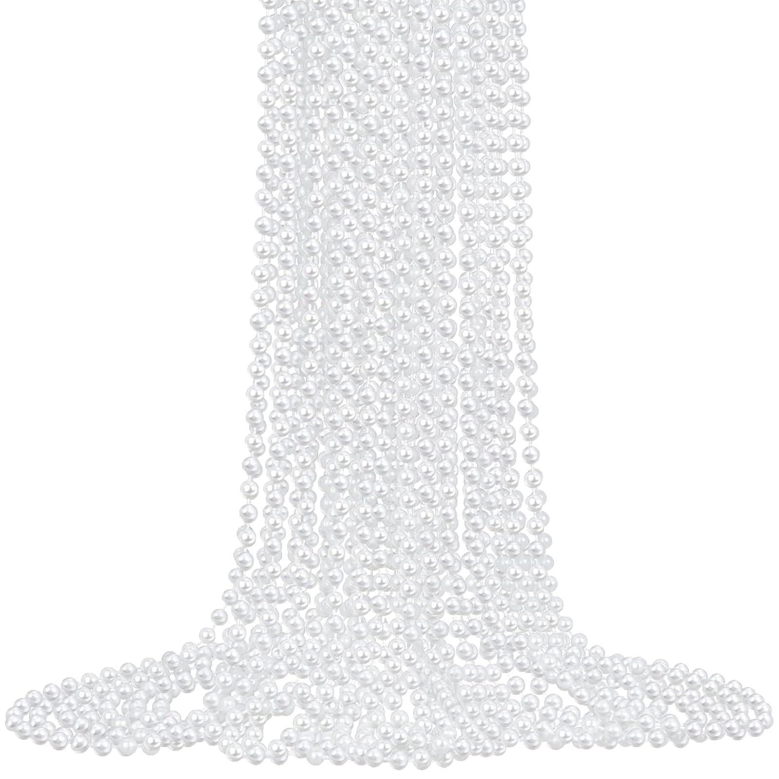 12 Pack Faux Pearl Necklace Bulk Long Pearl \'s Jewelry 1920s White Pearl Part