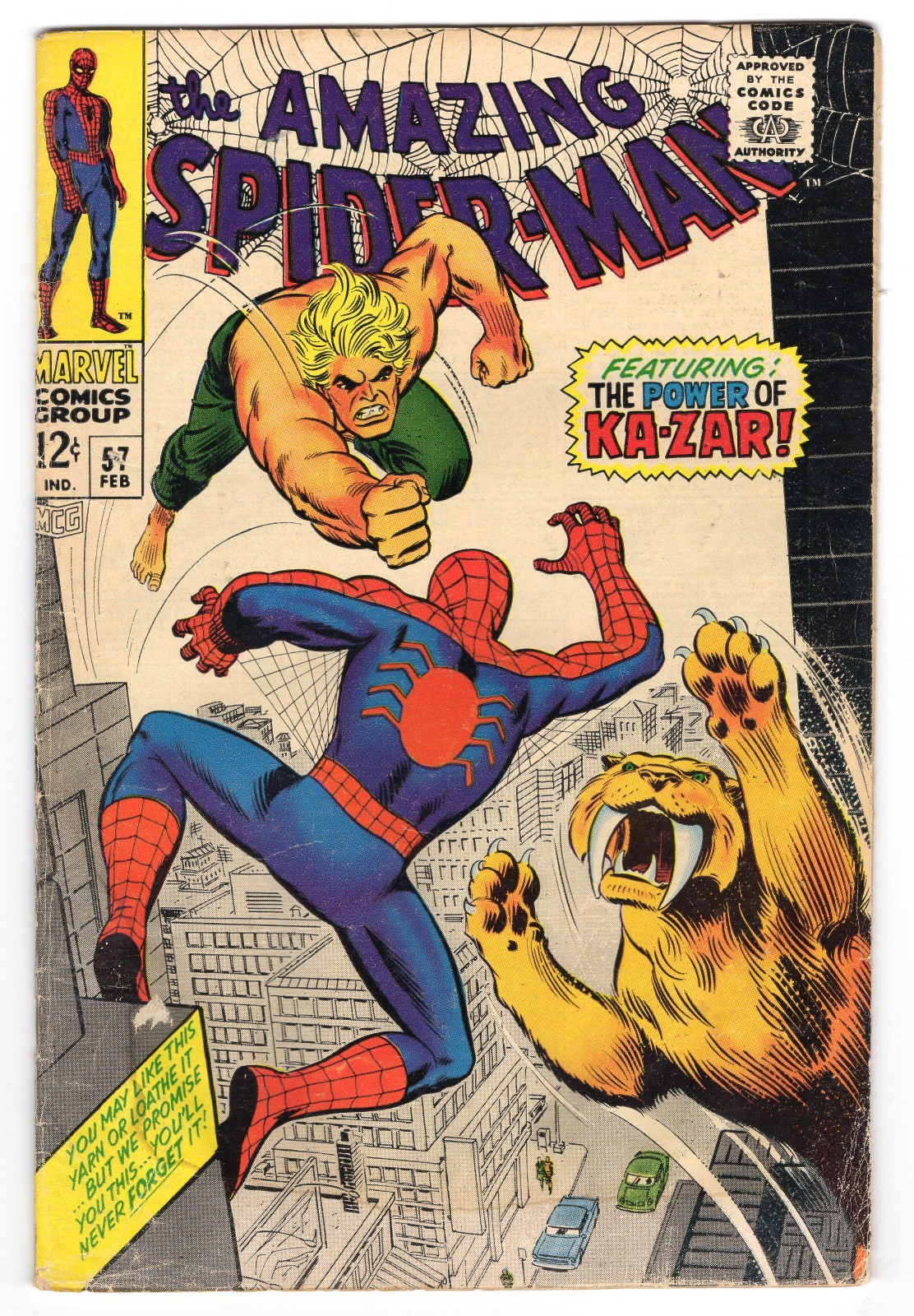 Amazing Spider-Man 57 1968 Marvel Comics VG- 3.5 Gwen Stacy Kazar Zabu