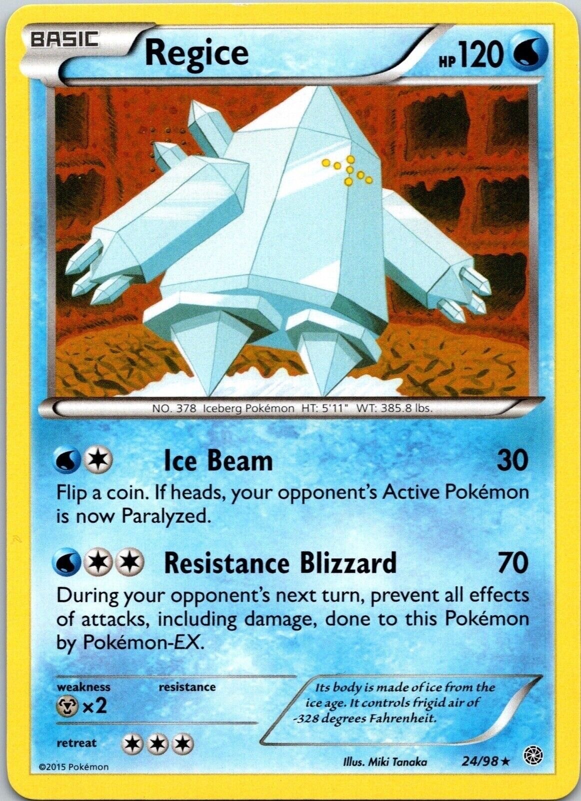 Regice 24/98 Regular Ancient Origins Pokemon TCG Nintendo  Rare VG 2015