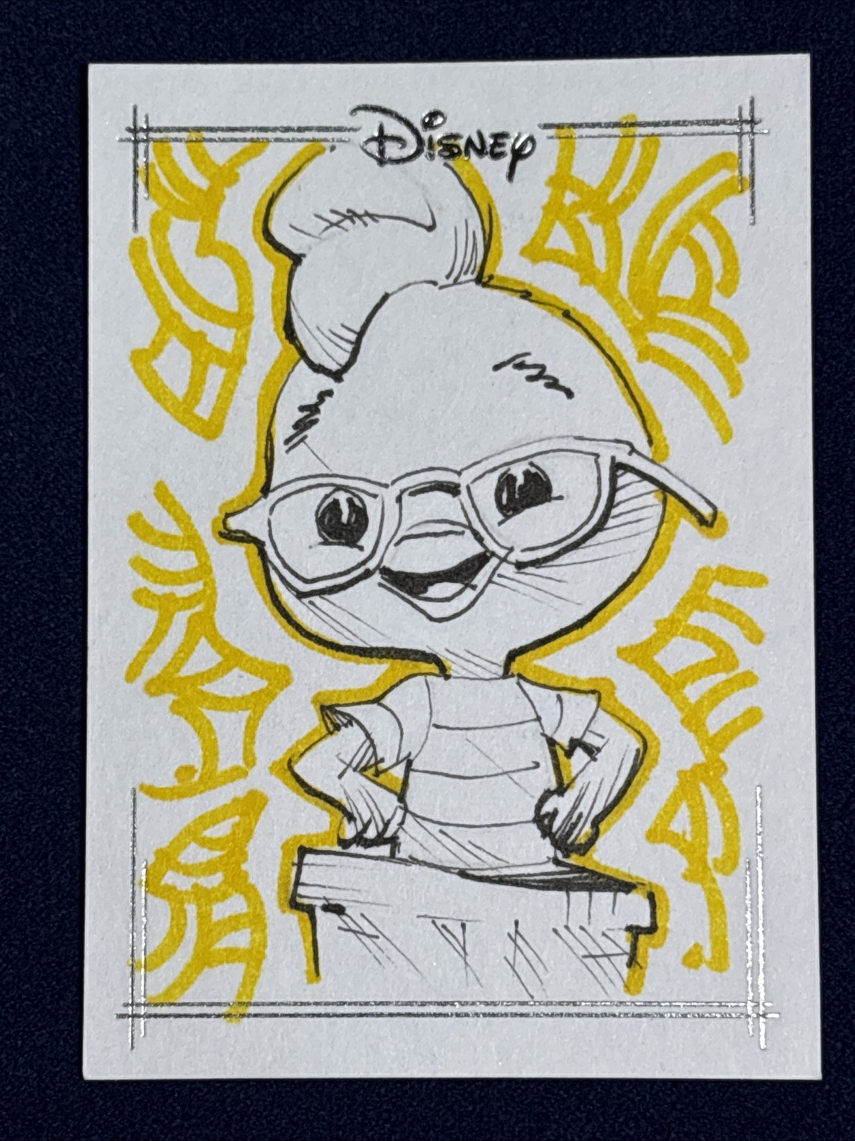 Chicken Little 1/1 Sketch - 2026 Topps Chrome Disney Card Artist Don Mark Noceda Chicken Little 1/1 Sketch - 2026 Topps Chrome Disney Card Artist Don Mark Noceda