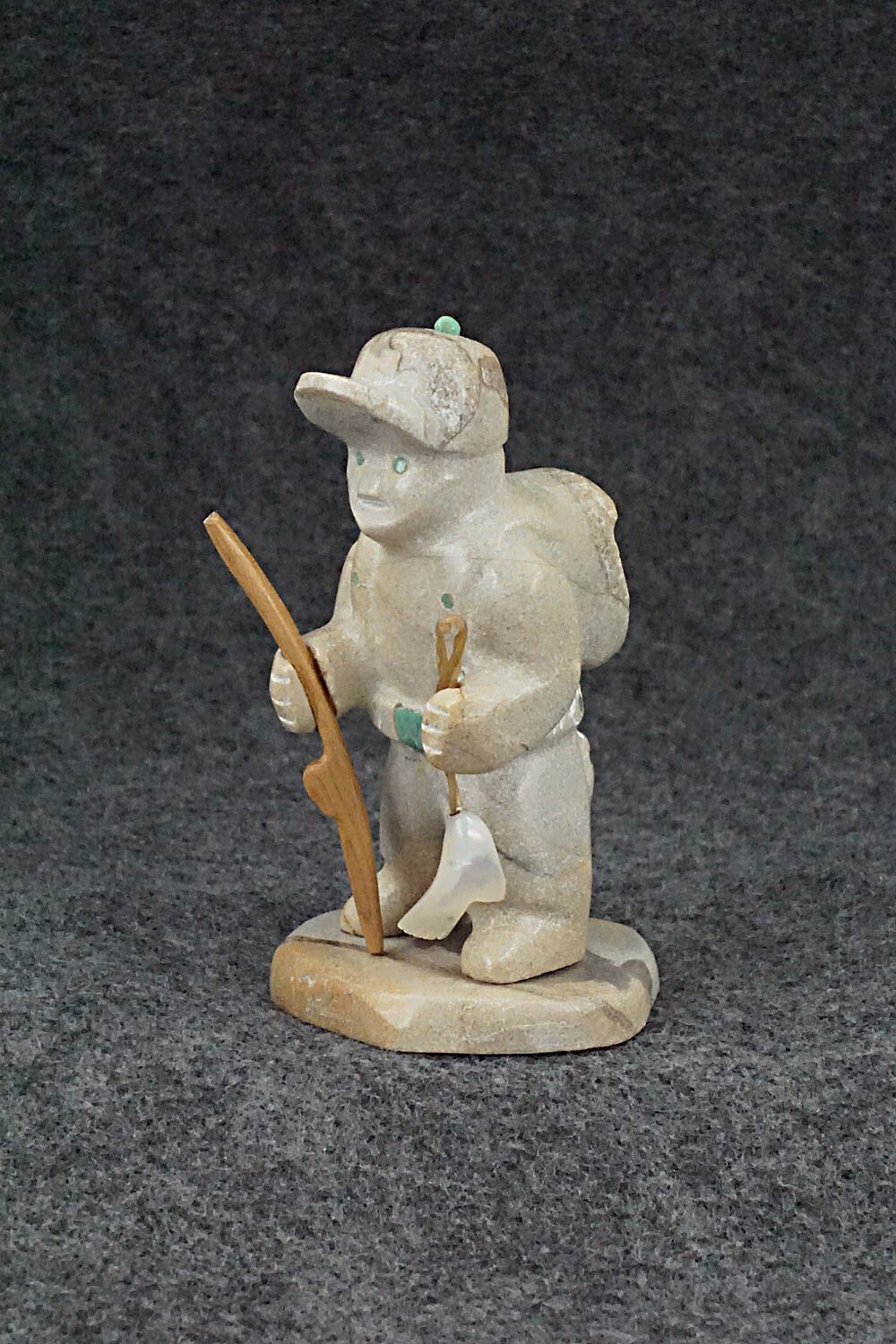 Boy with Fishing Pole Zuni Fetish Carving - Enrike Leekya Boy with Fishing Pole Zuni Fetish Carving - Enrike Leekya