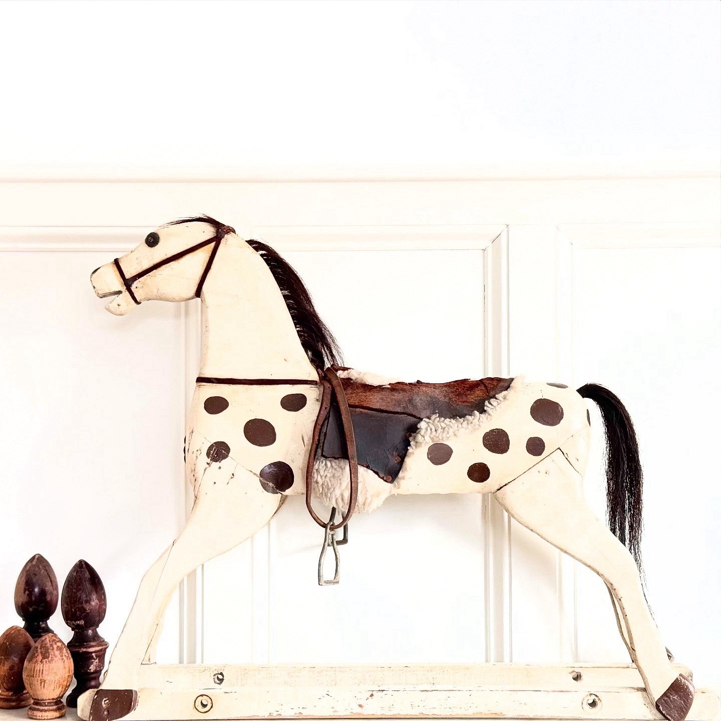 Antique Primitive Glider Rocking Hobby Horse Rustic Carved Wood For Decor
