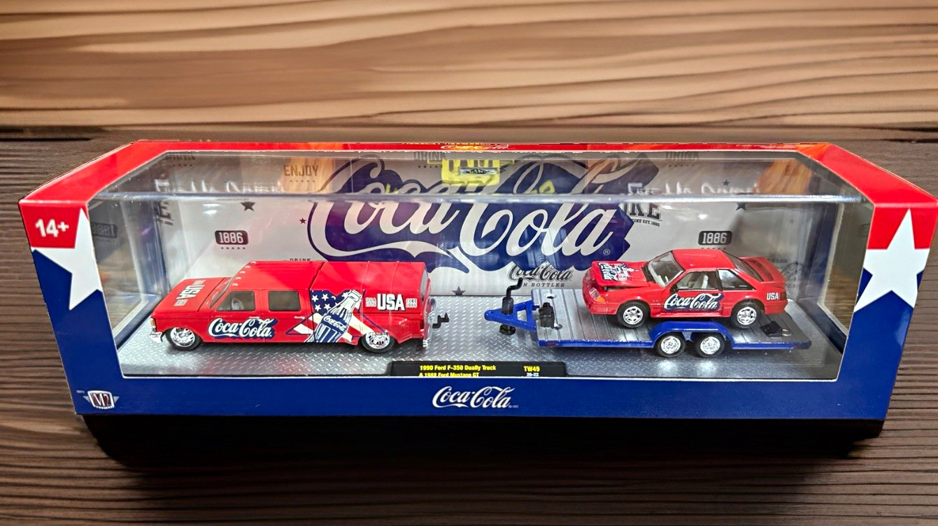 🔥‼️Coca-Cola M2 Machines USA 1776/1886 1990 F-350 Dually & 1988 Mustang GT‼️🔥