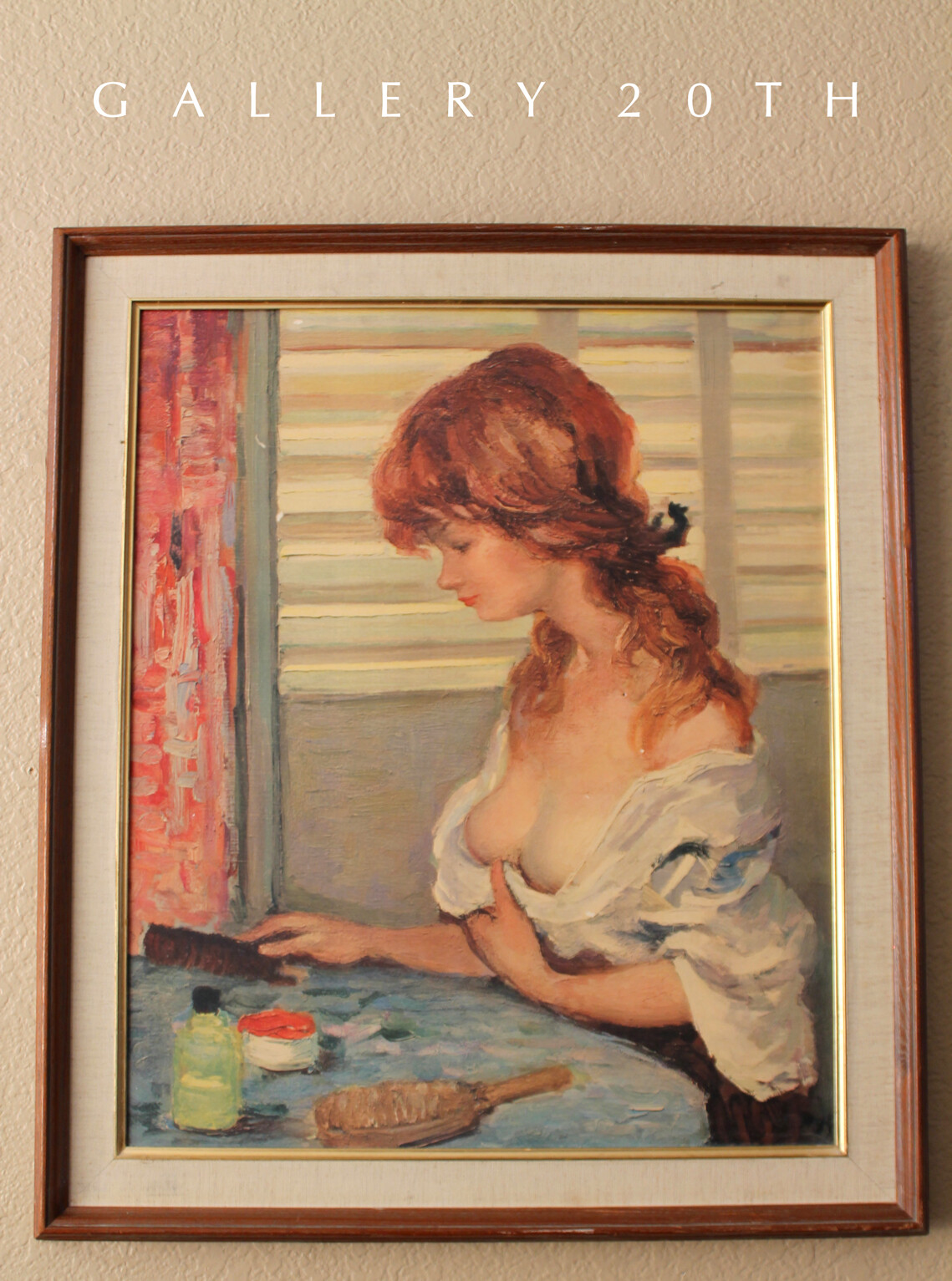 SUPERB MCM MARCEL DYF PRINT GIRL BOUDOIR WALL ART FRENCH MID CENTURY BOHO VTG