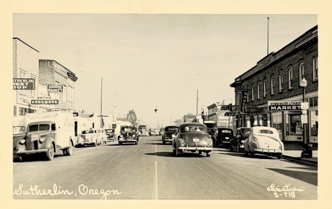Sutherlin, Oregon RPPC Main Street, Business Section c1940s Real Photo Postcard Sutherlin, Oregon RPPC Main Street, Business Section c1940s Real Photo Postcard