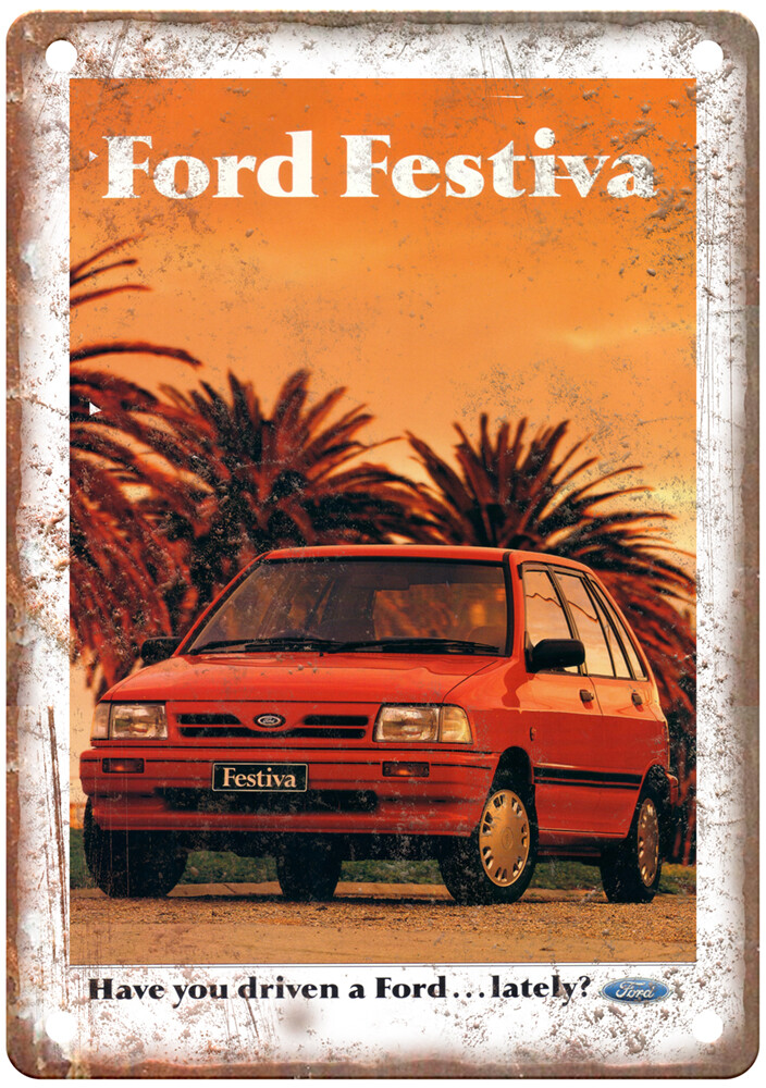 Vintage 1991 Ford Festiva Brochure Ad Retro Look Metal Sign A9260 Vintage 1991 Ford Festiva Brochure Ad Retro Look Metal Sign A9260