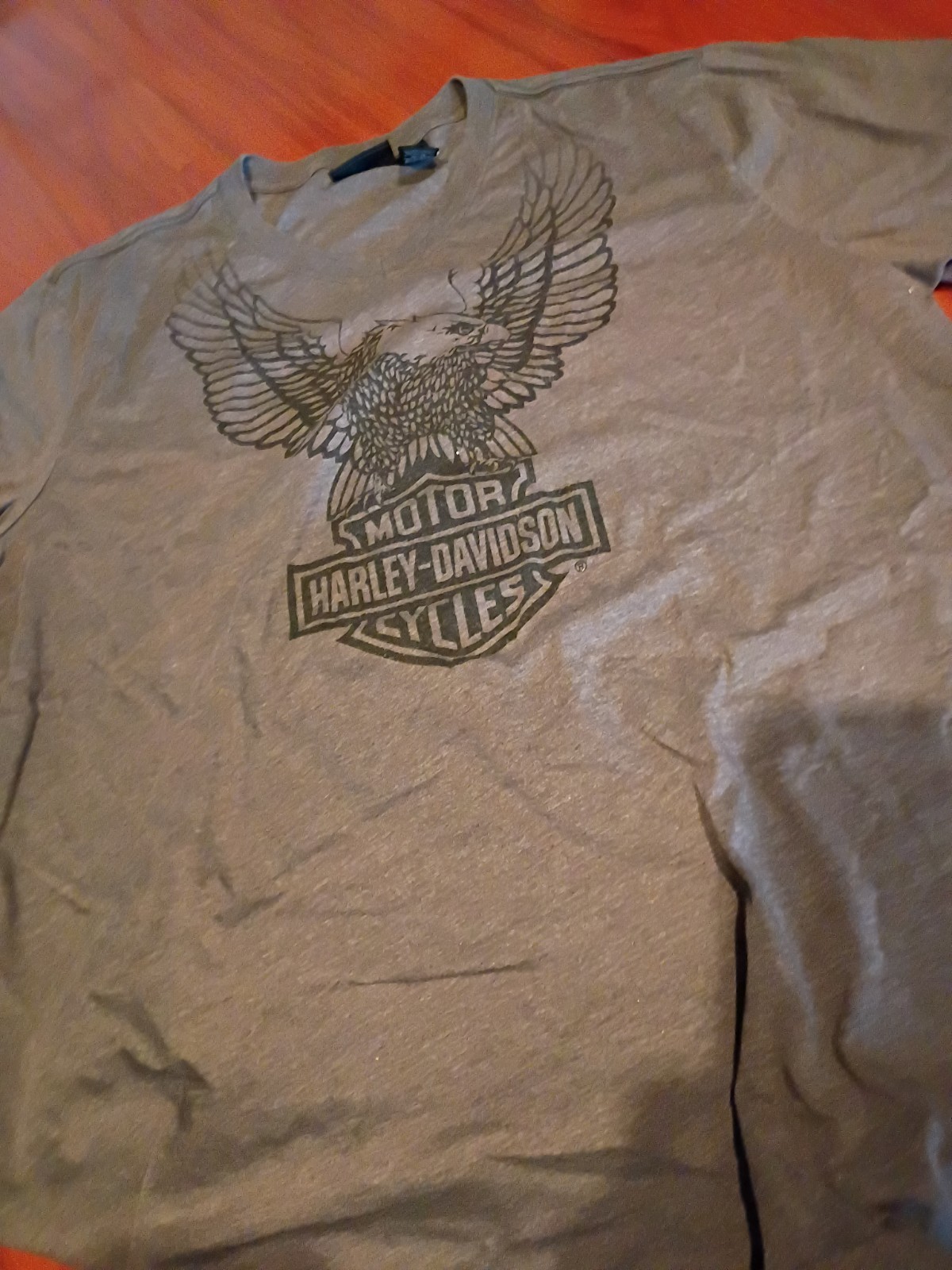 Harley-Davidson\'s Men\'s 2XL Gray Eagle And Bar Shield Logo T-shirt