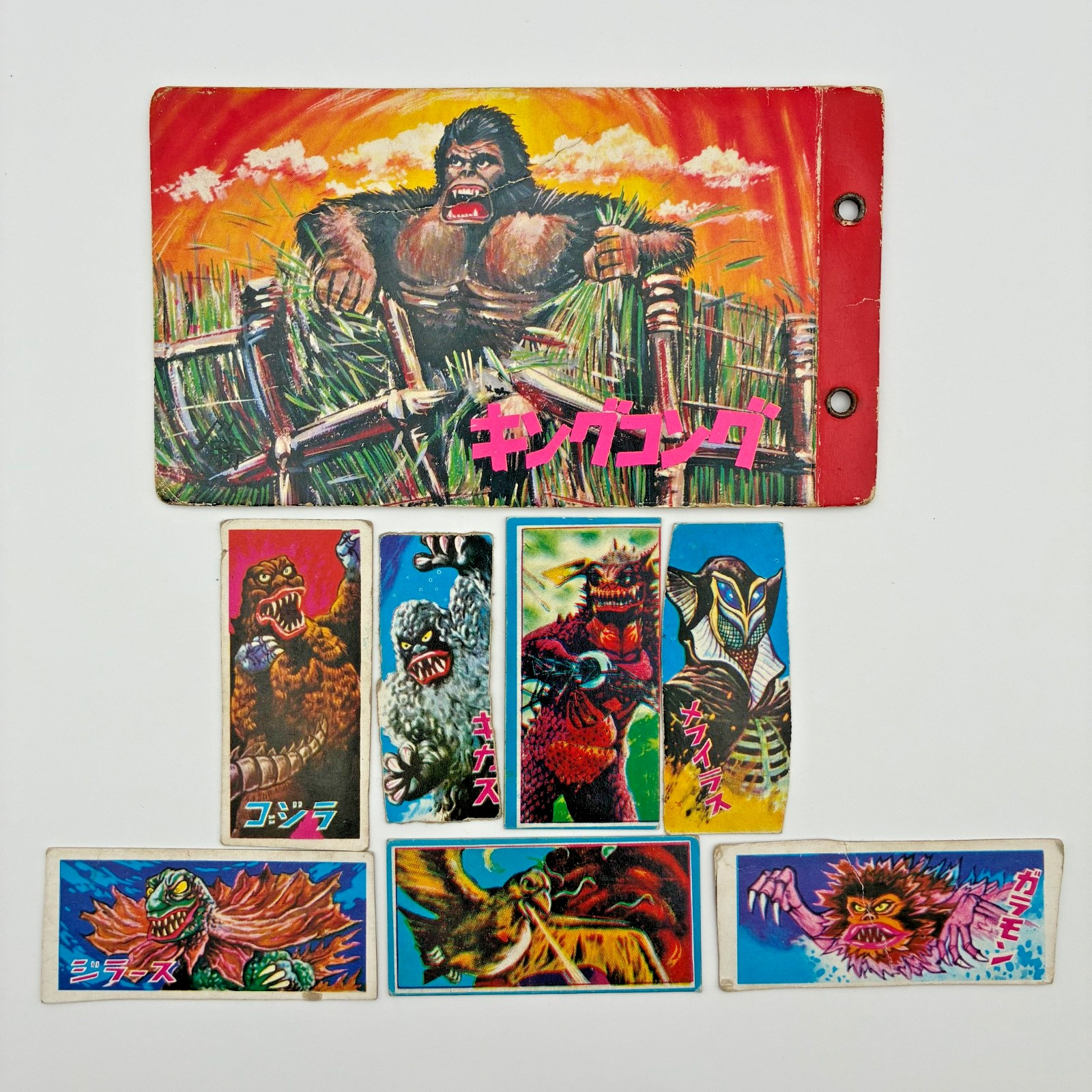 Vintage Japanese Menko Cards Lot of 9 with King Kong Album - Godzilla