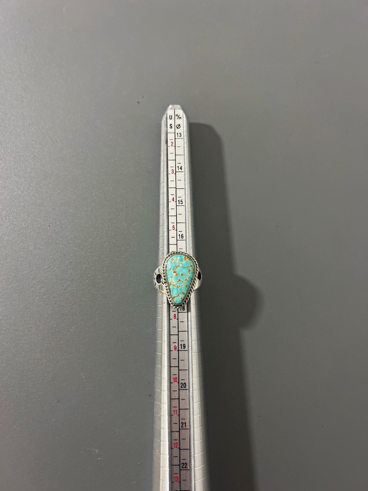 Sterling Silver Turquoise Teardrop Ring Native American Navajo Style Size 7