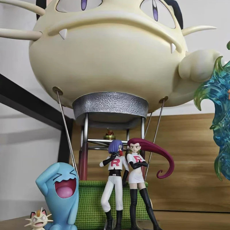 Team Rocket Meowth Wobbuffet 40cm Hot Air Balloon Anime Figure Collectible Model