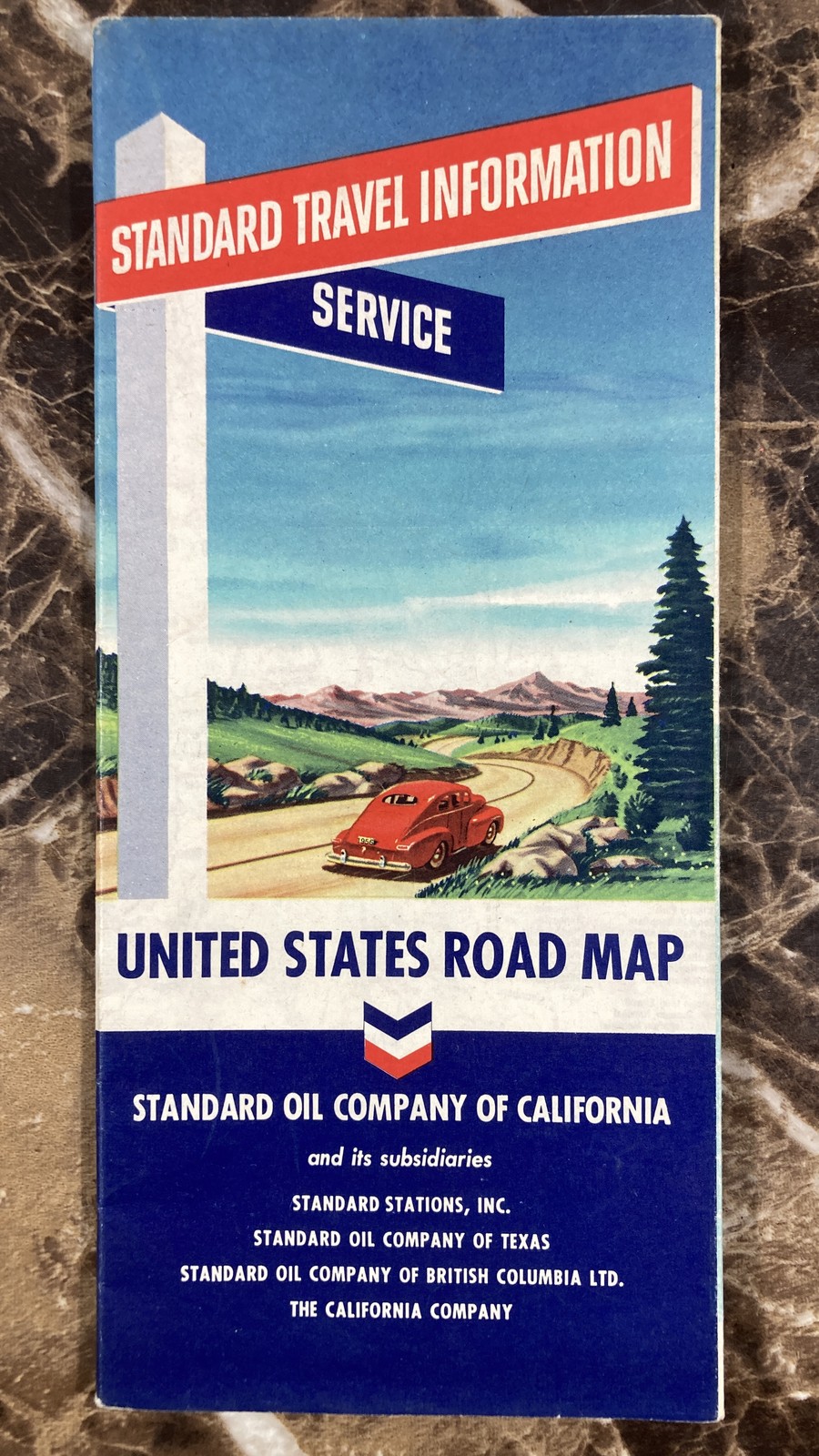 1956 Standard Oil United States Road Map Vintage Gas Service Station Chevron EUC