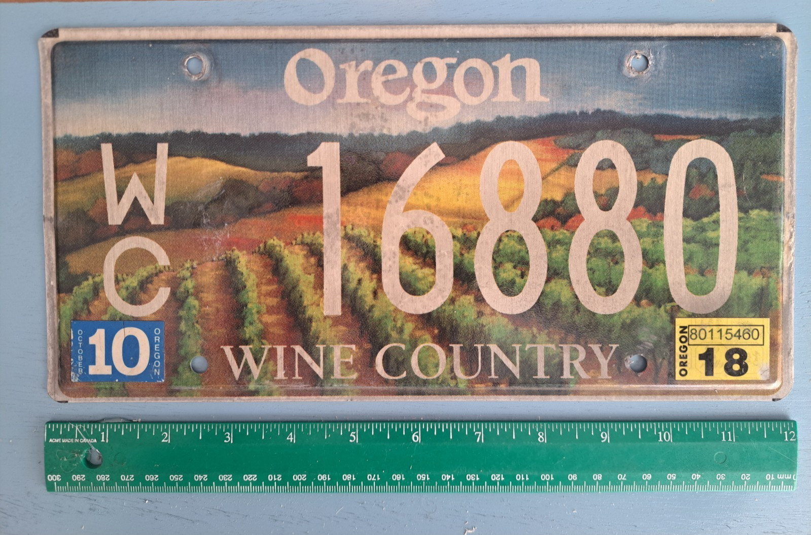 License Plate, Oregon, 2018, Specialty Vineyard, Wine Country, WC 16880 License Plate, Oregon, 2018, Specialty Vineyard, Wine Country, WC 16880