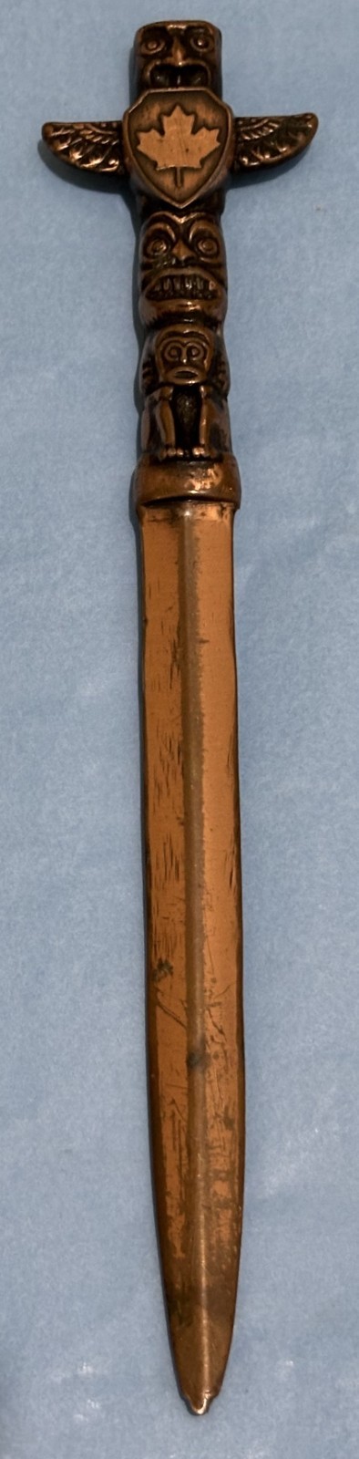 Vintage Canadian Totem‑Pole Letter Opener – Cast Metal – Mid‑Century