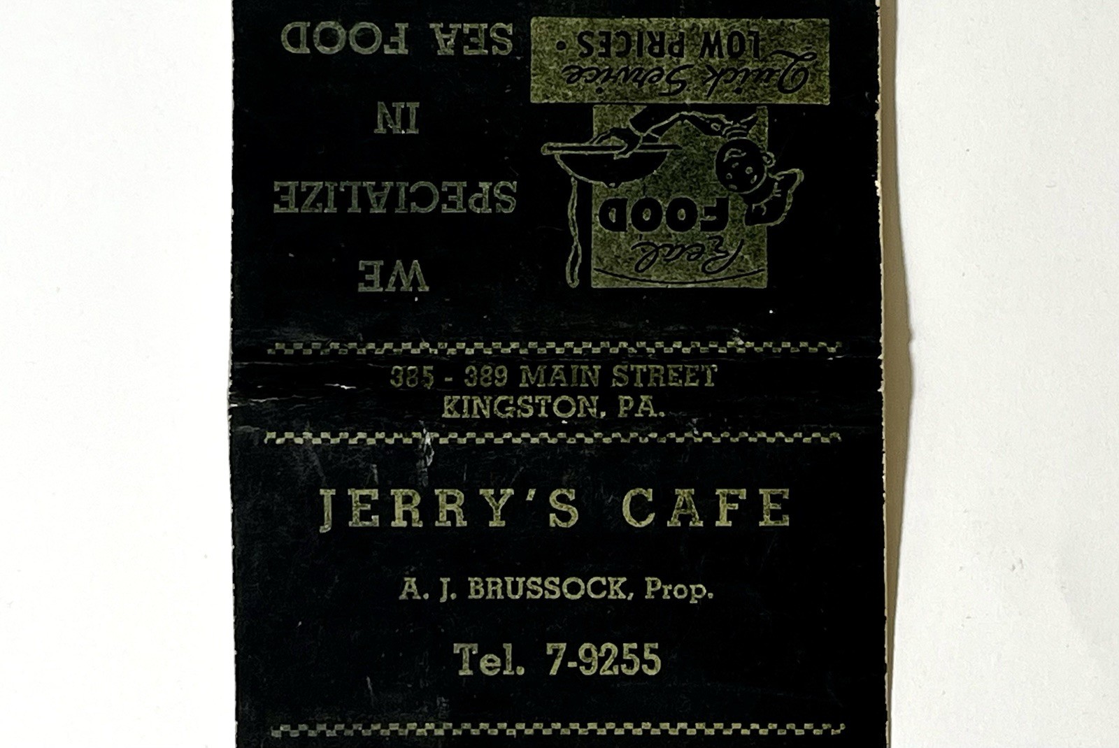 RARE KINGSTON, PA 1941-45 WORLD WAR 2- JERRY\'S CAFE, A.J. BRUSSOCK, PENNSYLVANIA