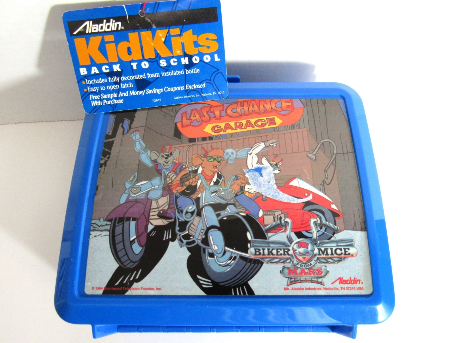 Vintage 1994 Biker Mice From Mars Last Chance Garage Plastic Lunch Box & Thermos