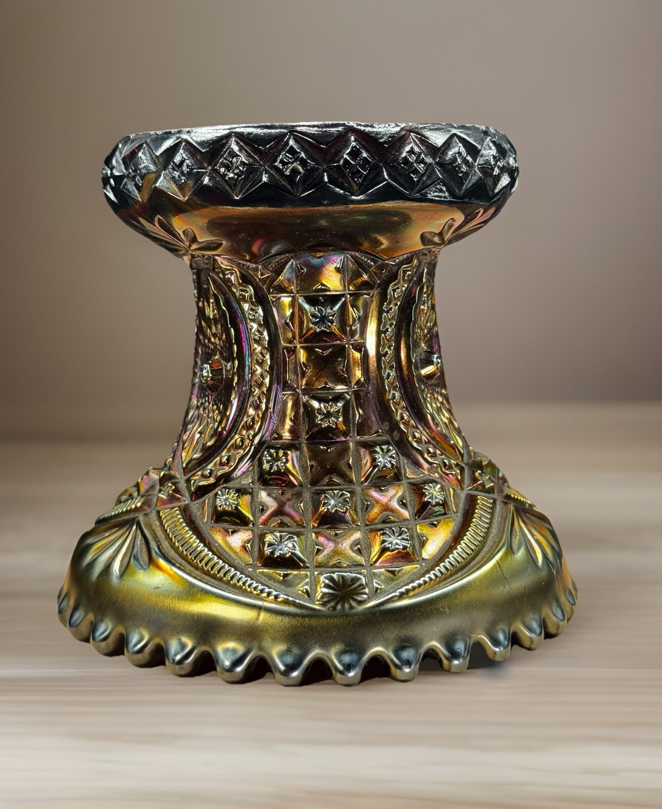 Northwood Memphis Pattern Amethyst Carnival Glass Punch Bowl Stand Antique 1908 Northwood Memphis Pattern Amethyst Carnival Glass Punch Bowl Stand Antique 1908