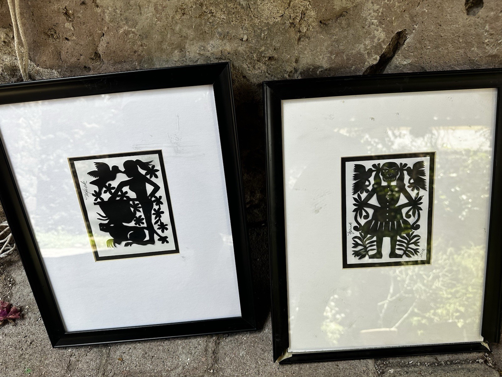 Margarita Fick Rare Papel Picado Set 2 Signed Mexican Folk Art Unframed