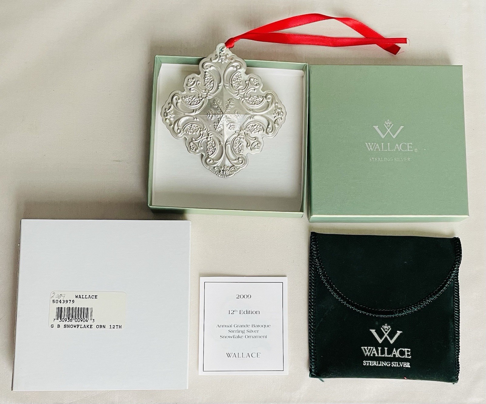 2009 Wallace Sterling GRANDE BAROQUE SNOWFLAKE Tree Ornament 12TH Edition
