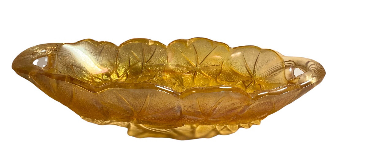 Carnival Glass Marigold Amber Sunflower Relish Candy Dish cracker multi use dish