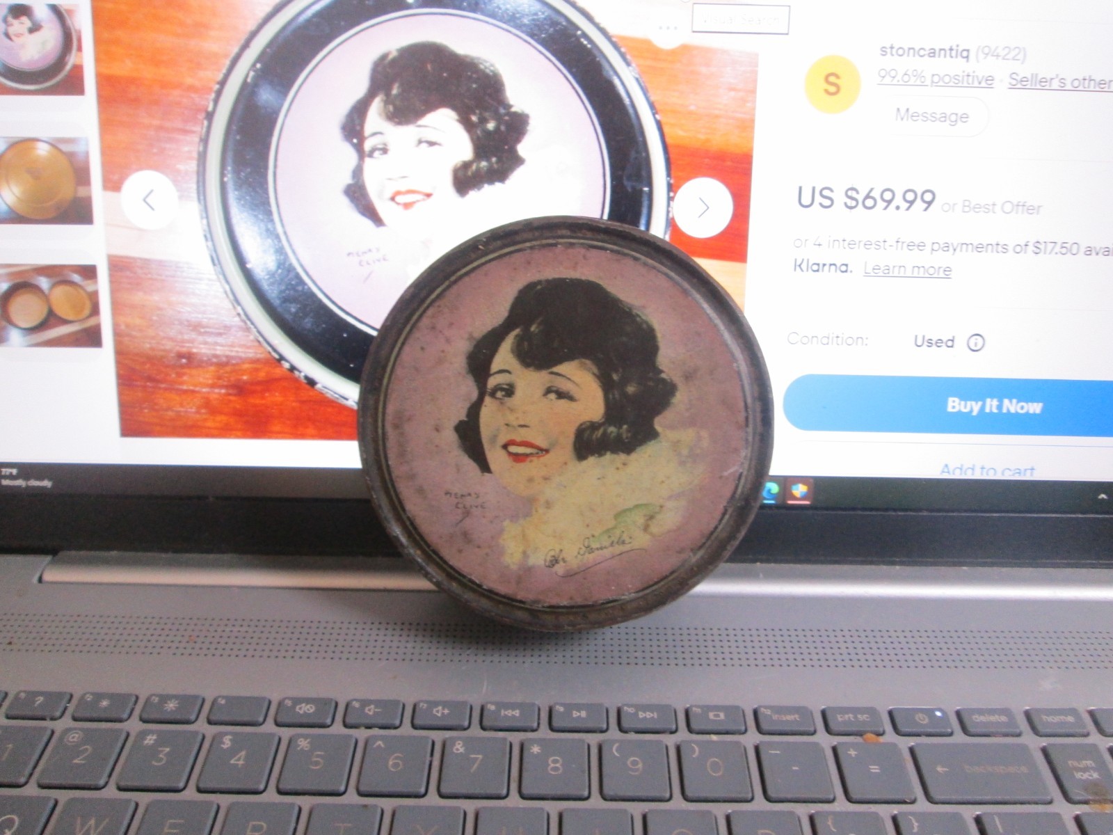 VINTAGE 1920\'S CANCO BEAUTEBOX WITH SILENT SCREEN STAR BEBE DANIELS HENRY CLIVE