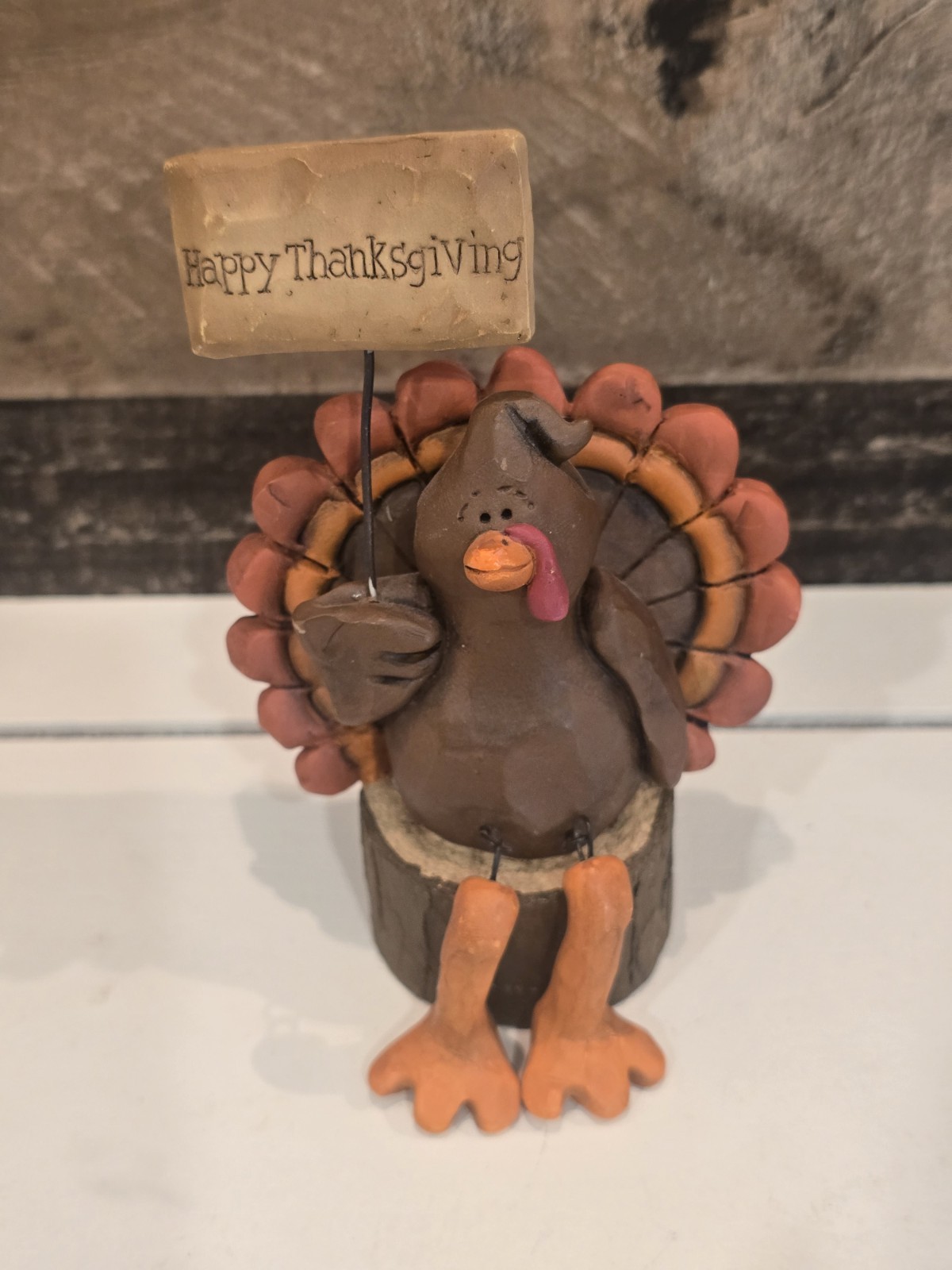 VTG Blossom Bucket Suzi Skoglund Turkey Happy Thanksgiving Figurine 2003