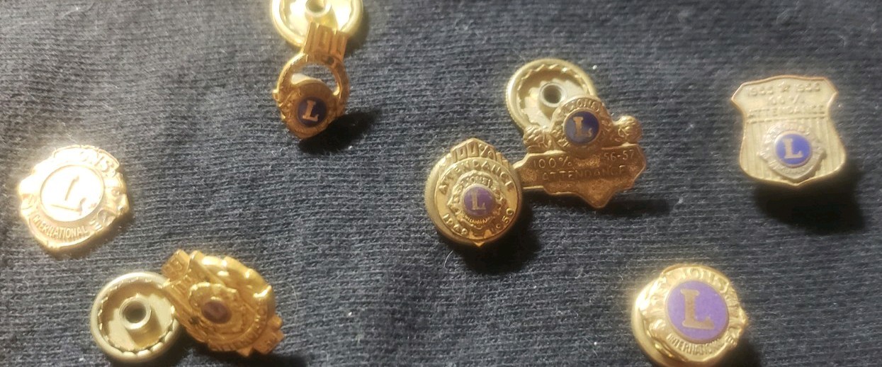 Vintage Lot of 7 Lions Club Int. Lapel Pins 1949-50, 51-52, 53-54, 55-56, 56-57