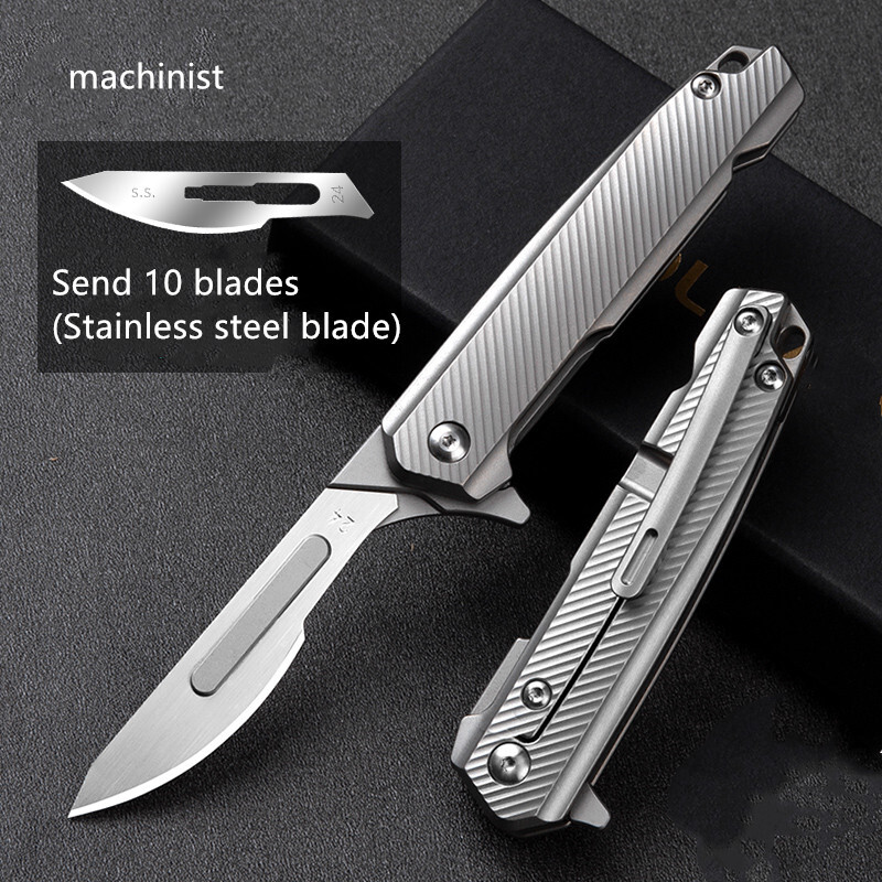 Titanium Scalpel Blade Folding Utility Knife Pocket Outdoor Camping EDC Tool