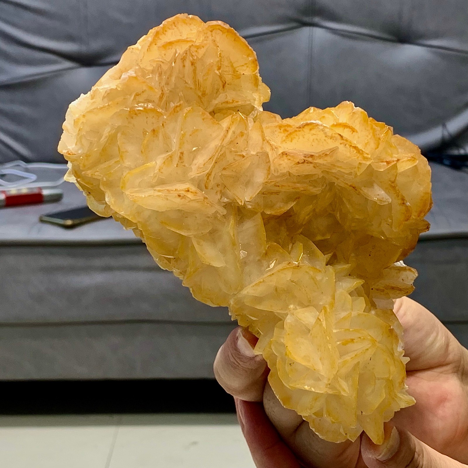 2.43LB Natural Yellow Calcite petal Calcite Crystals & Mineral Specimens/Fujian