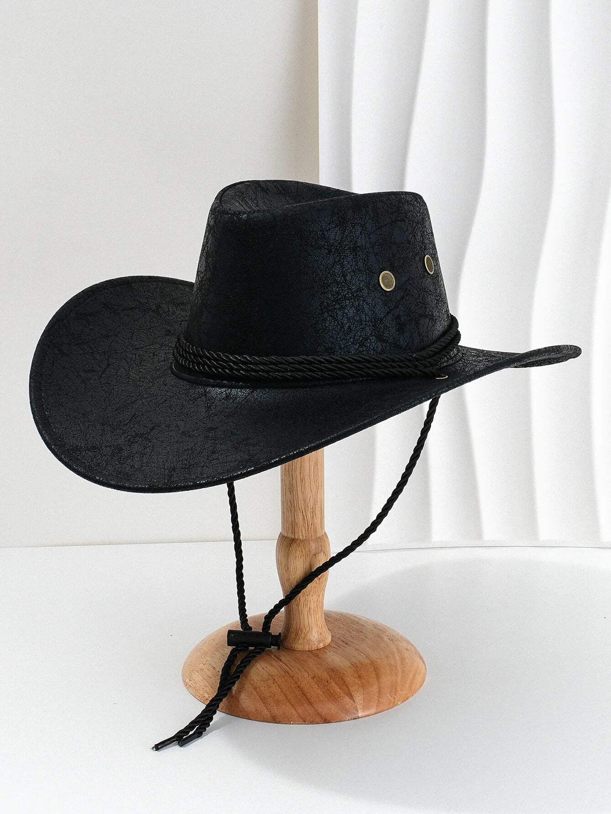 Vintage Faux Leather Big-edge Western Cowboy Hats Panama Gentleman Cowgirl Jazz