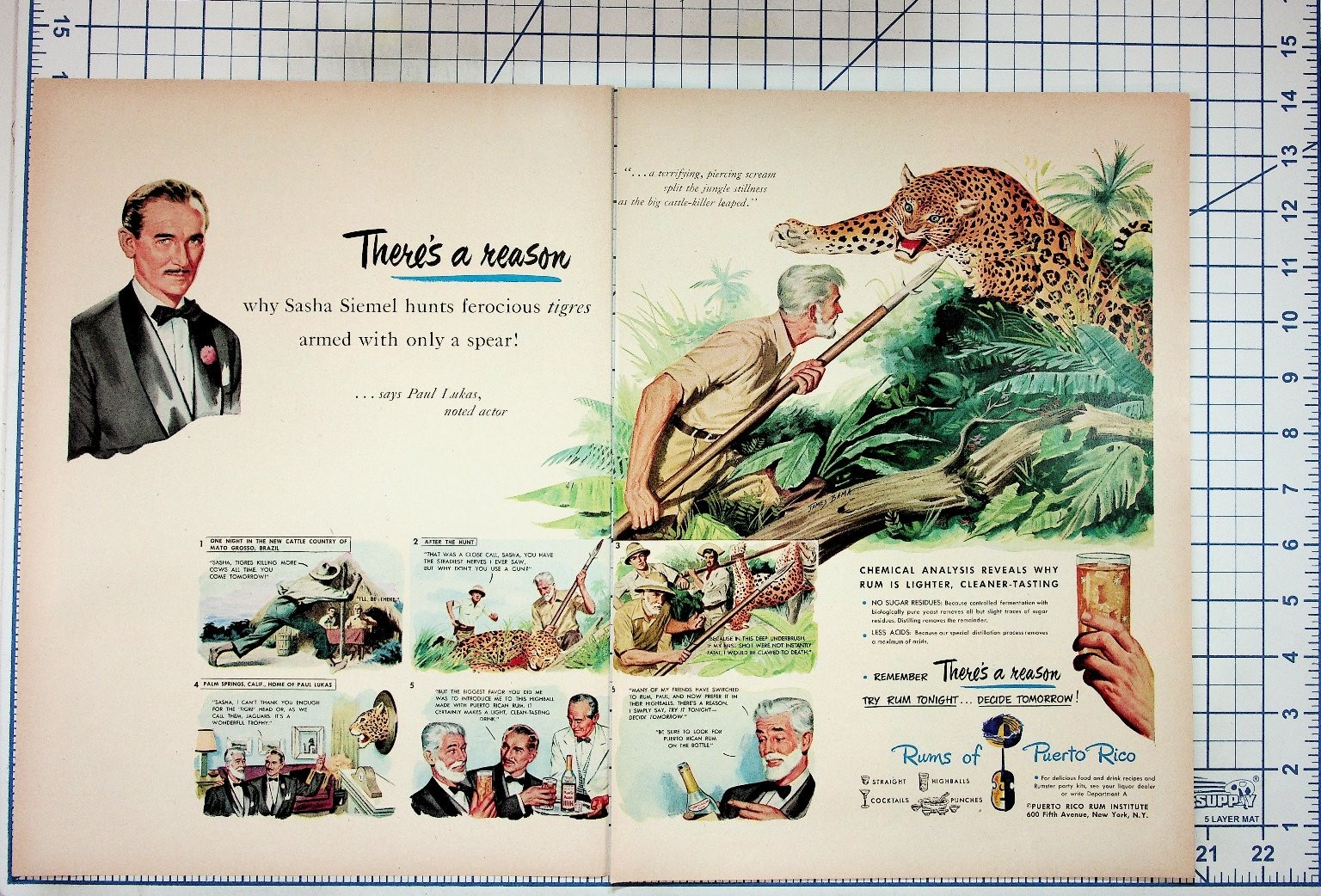 Paul Lukas Sasha Siemiel Puerto Rico Rum Ad Vintage Magazine Print James Bama