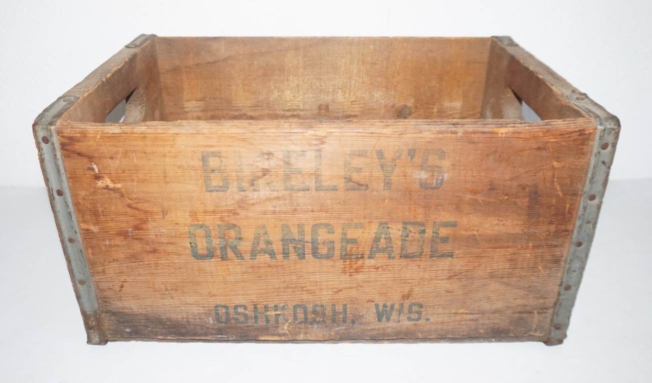 Bireleys Orangeade Oshkosh Wisconsin Wooden Soda Crate Box 16x10x8 Bireleys Orangeade Oshkosh Wisconsin Wooden Soda Crate Box 16x10x8