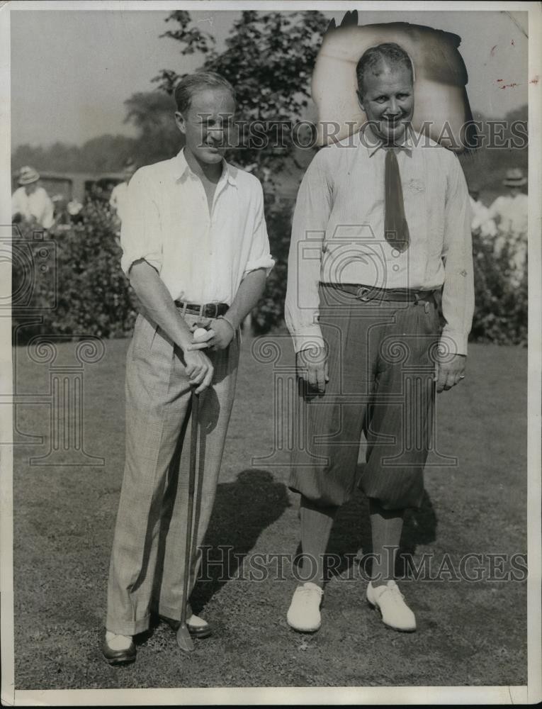 1933 Press Photo George Dunlap, Max Marston on first tee at Nat\'l Amateur tourn