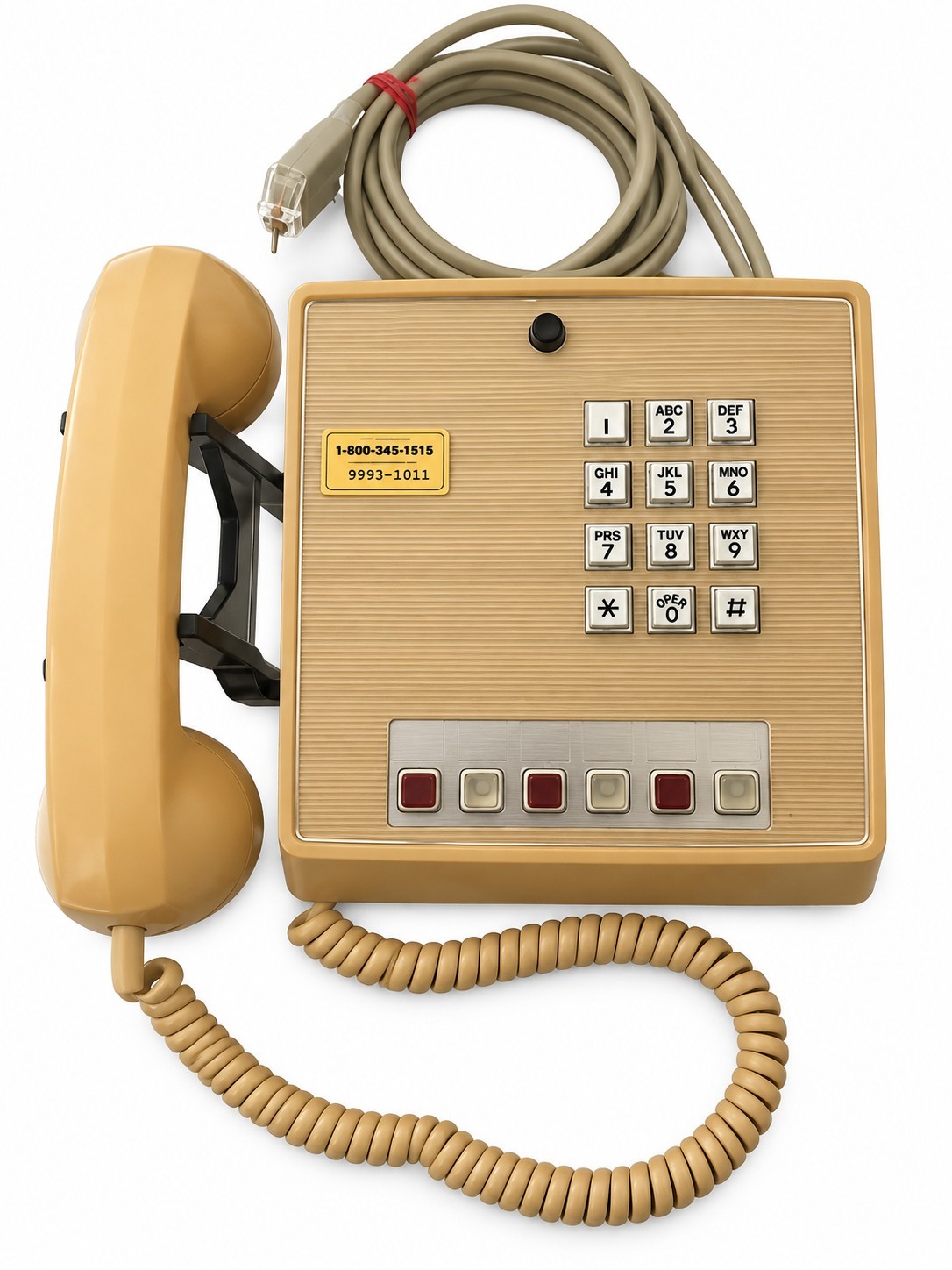 Vintage 1970s Beige/Gold GTE Electric 6-Line Receptionist Desk Phone- Untested