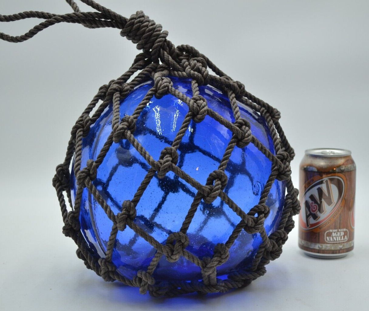 VINTAGE GLASS FISHING FLOAT IN COBALT BLUE