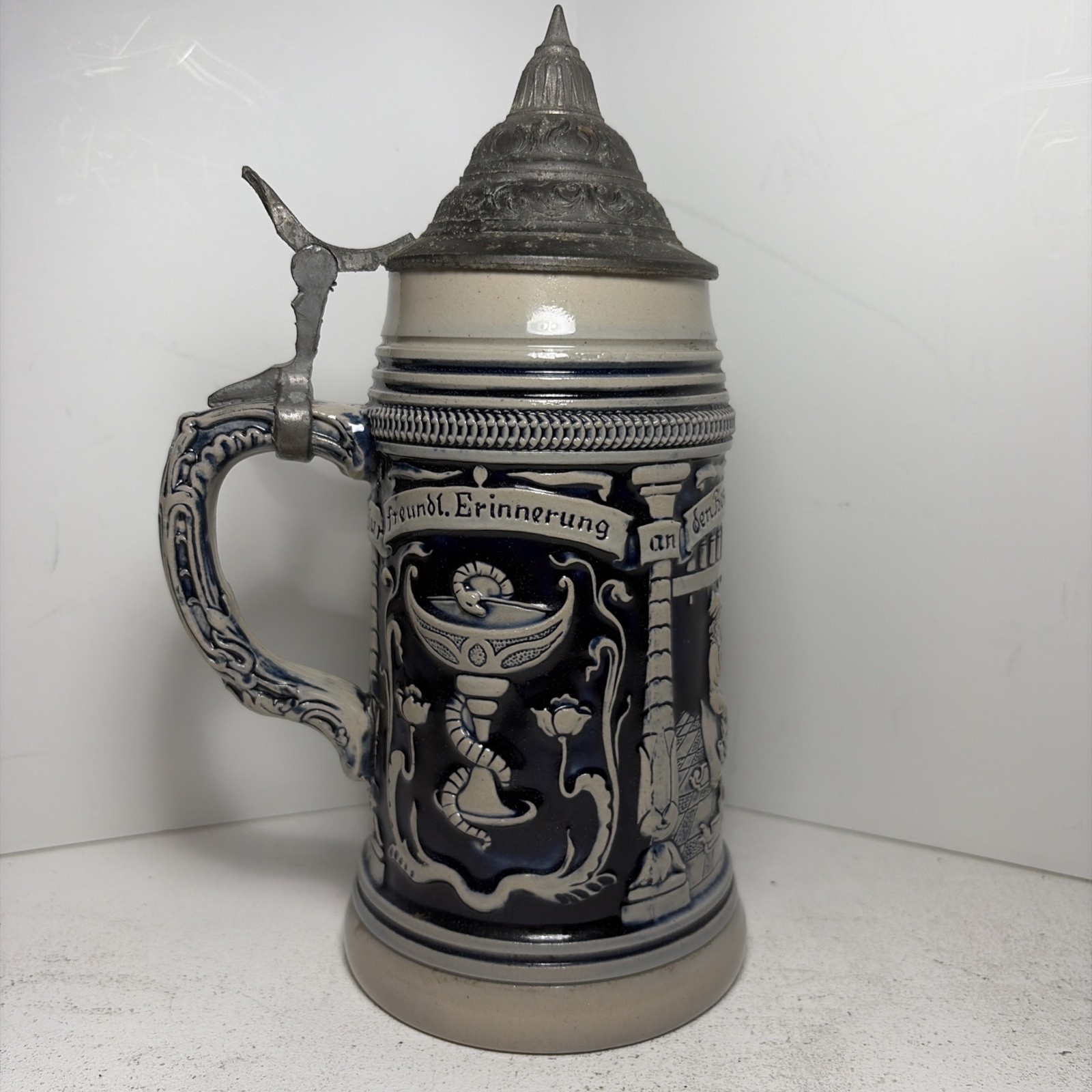 Vintage Thewalt Western Germany German Beer Stein, Pewter Lid 1894