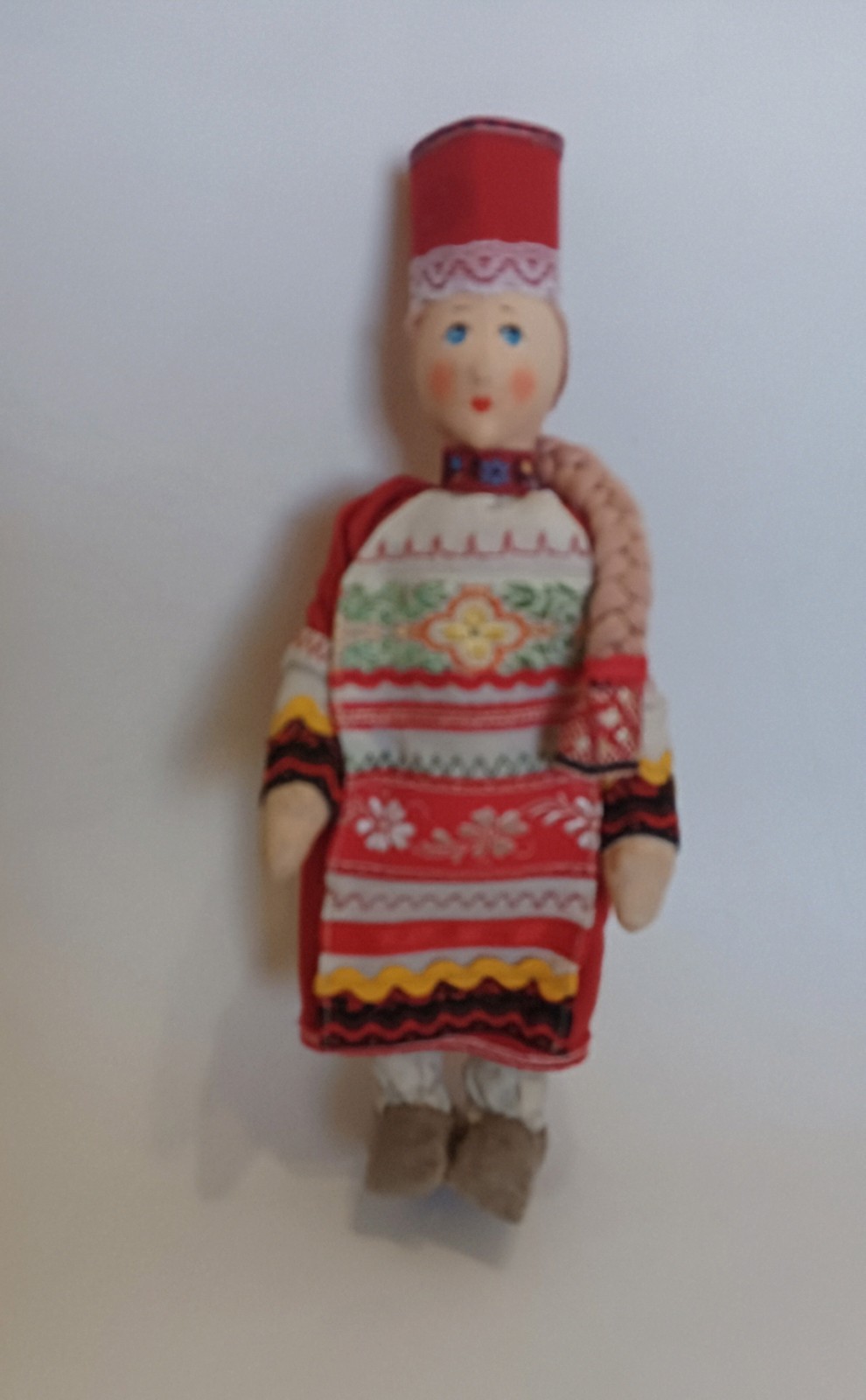 Vtg Handmade Russian Folk Art Doll Wearing Cultural Costume 9 Inches