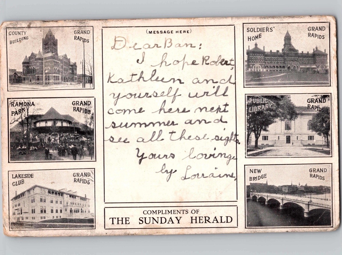 c1905 Multiview Public Buildings & Bridge Grand Rapids Michigan MI UDB Postcard