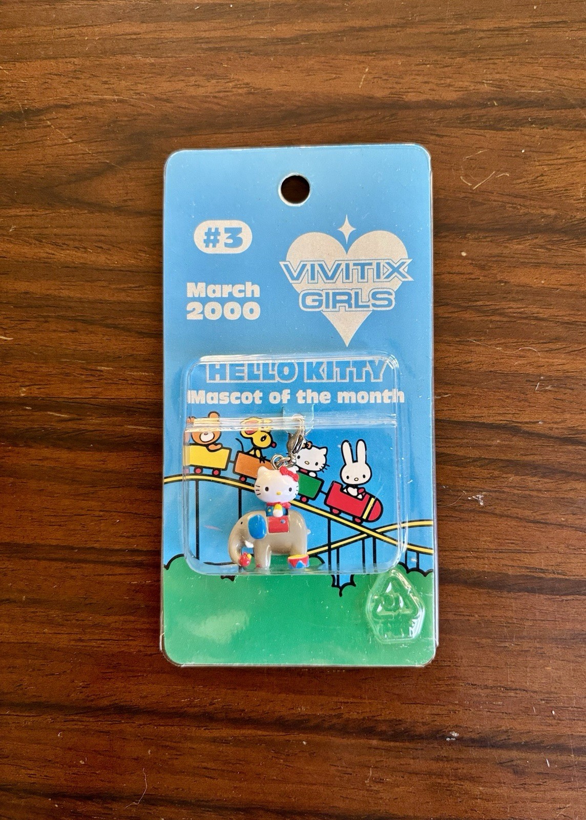 RARE Vivitix Girls 2000 Sanrio Hello Kitty Mascot of Month Charm Keychain Zipper
