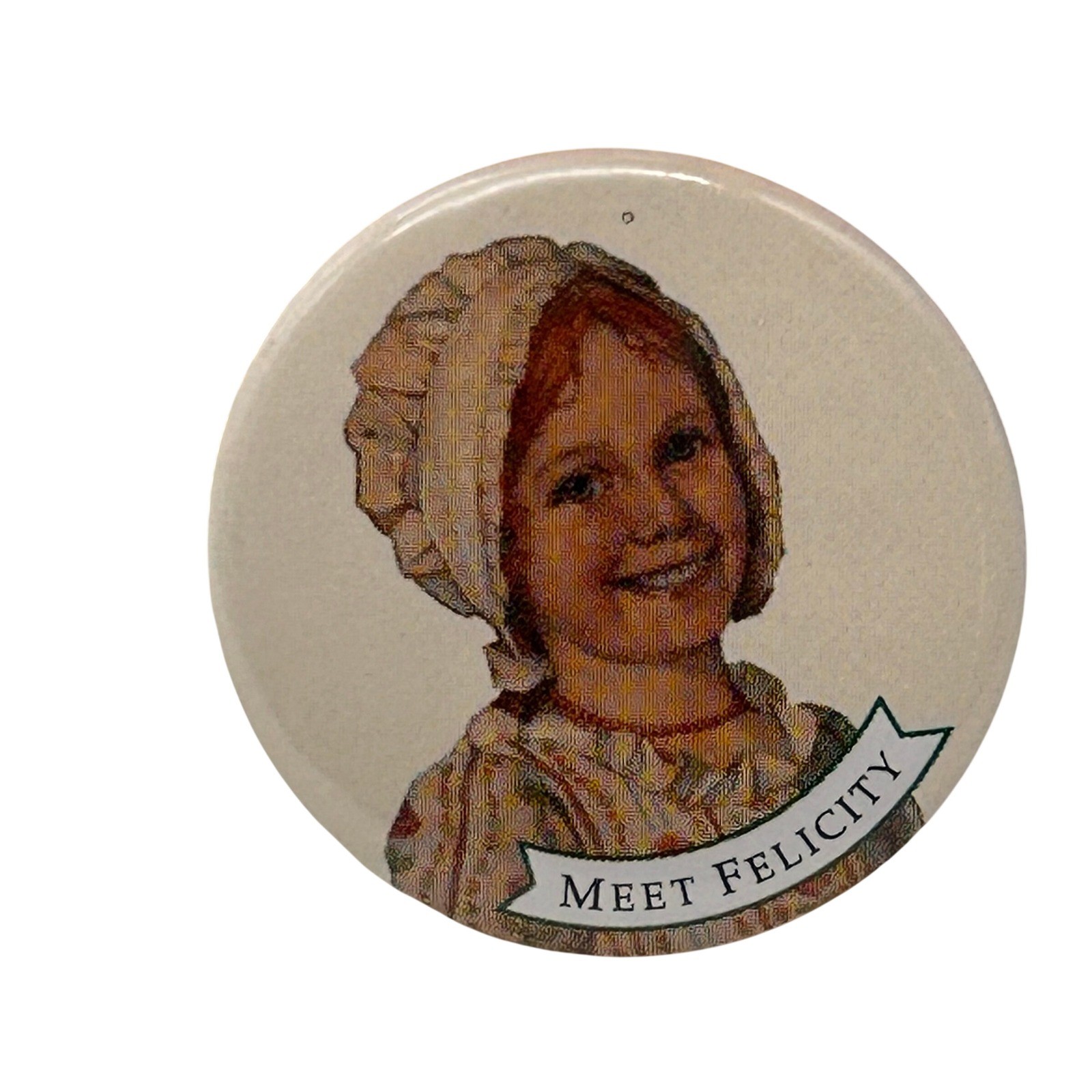Vintage 1995 American Girl Meet Felicity Pinback Button Pleasant Company 1.25in