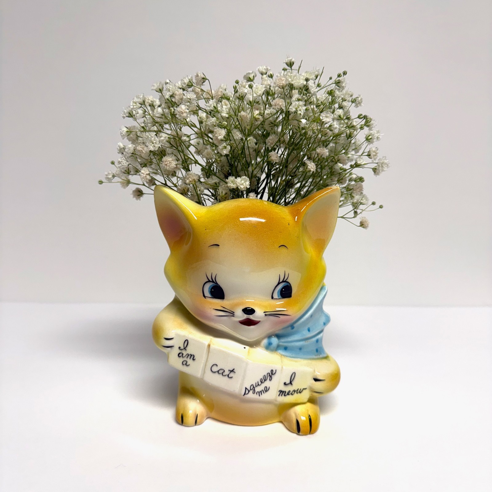 Vintage Rubens Originals Anthropomorphic Cat Planter Vase #548 Japan Mid-Century